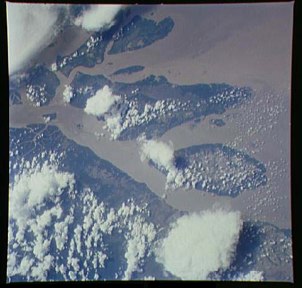 Aerial View of the Amazon River Delta