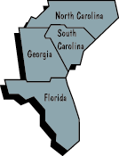 Map of US Southeast